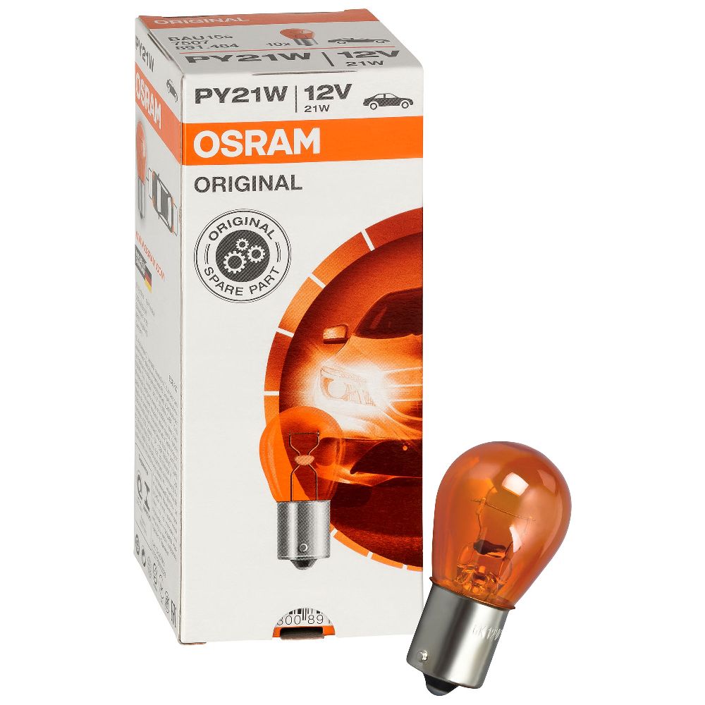 JURMANN 2x Original Osra.m PY21W 12V 7507-02B Orange Ersatz Halogen Birne  für Blinker vorne hinten Seitenblinker E-geprüft : : Auto &  Motorrad