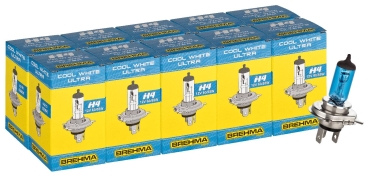 10x BREHMA H4 Cool White Ultra CWU Xenon Look Autolampe 12V 60/55W P43t