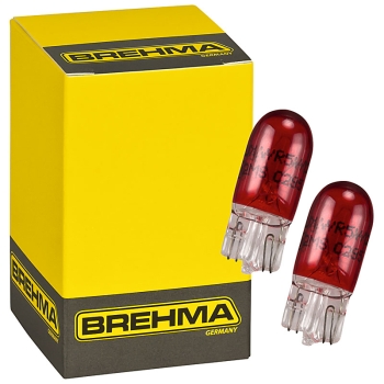 2er Set BREHMA WR5W 12V 5W rote Lampen W2,1x9,5d W5W