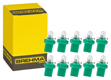 10x BREHMA BAX10d B8,5d Grün Instrumentenbeleuchtung 12V 2W