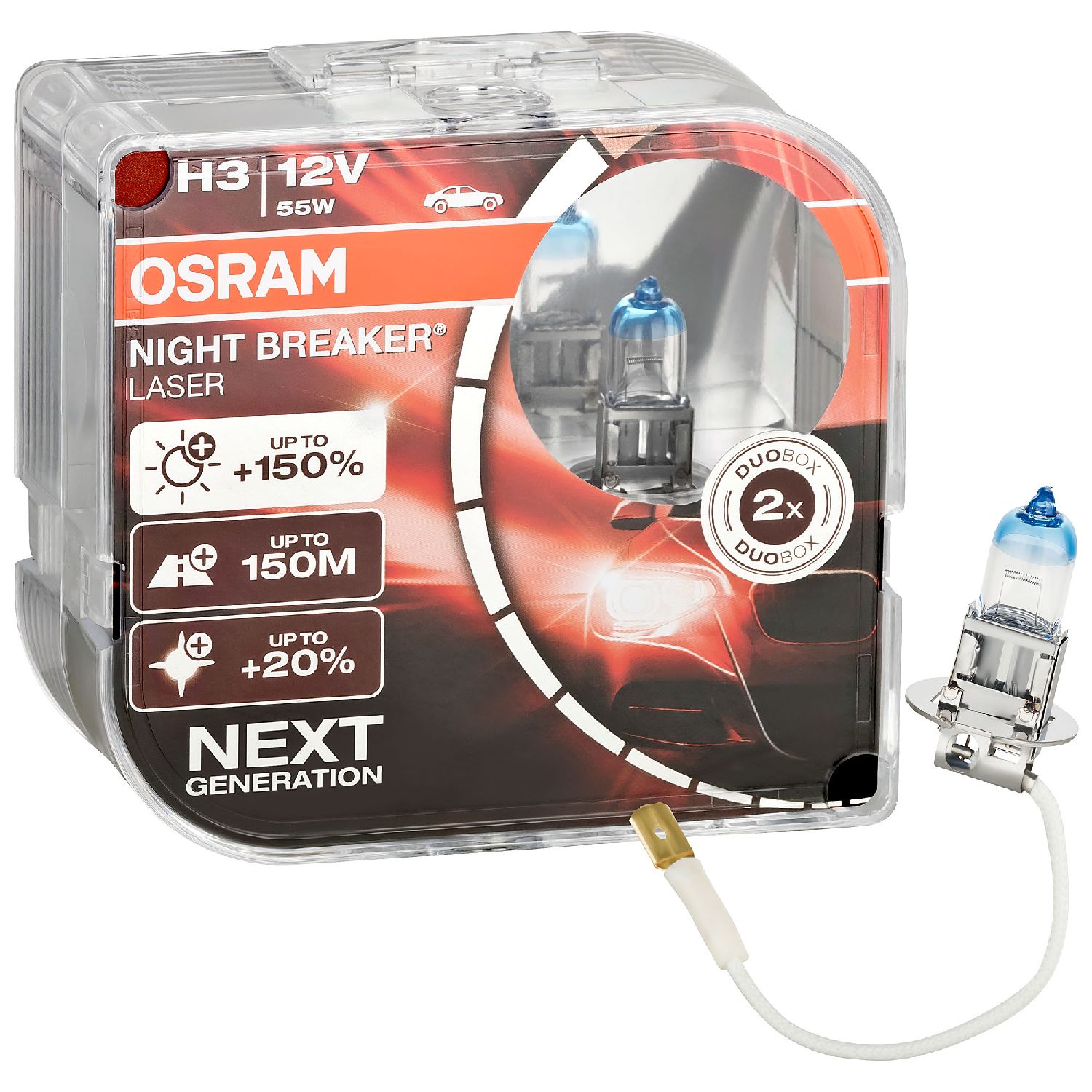 2er Set OSRAM Glühlampe H3 Night Breaker Laser +150% 12V 55W 64151NL