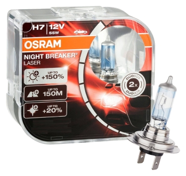 Duo Set OSRAM Glühlampe H7 Night Breaker Laser +150% next Generation 12V 55W 64210NL