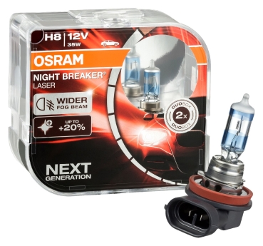 2er Set OSRAM Glühlampe H8 Night Breaker Laser Next Generation 12V 35W 64212NL