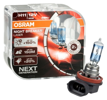 2er Set OSRAM Glühlampe H11 Night Breaker Laser Next Generation 12V 55W 64211NL