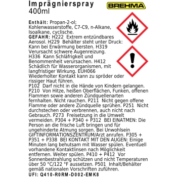 BREHMA Imprägnierspray  transparent Zelte Markisen Schuhe Pavillon Kleidung