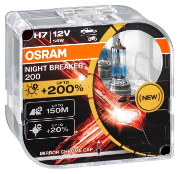 Duo Set OSRAM Glühlampe H7 Night Breaker 200 +200% 12V 55W 64210NB200