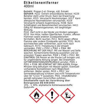 24x Etikettenentferner Spray Kleberentferner 400ml Aufkleberlöser mit Griff