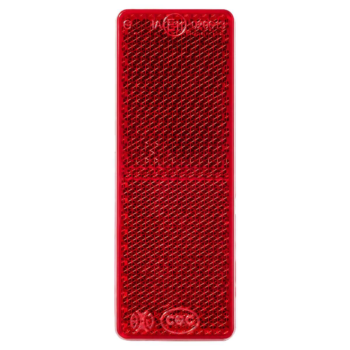 1x roter Reflektor rot für Anhänger 85x31mm mit E-Prüfzeichen selbstklebend