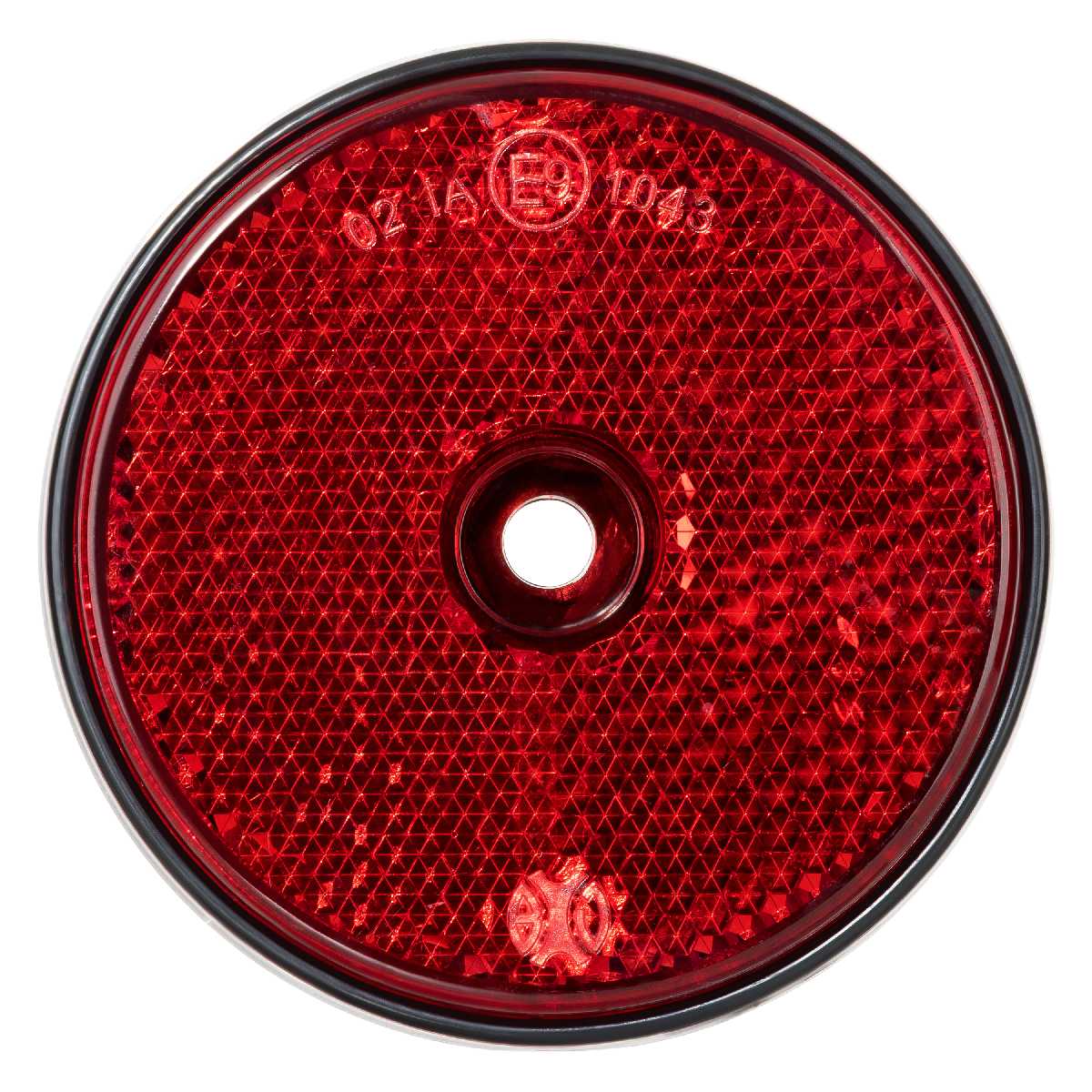 1x Runder Reflektor Rot für Anhänger 60 mm mt Befestigungsloch mit E-Prüfzeichen