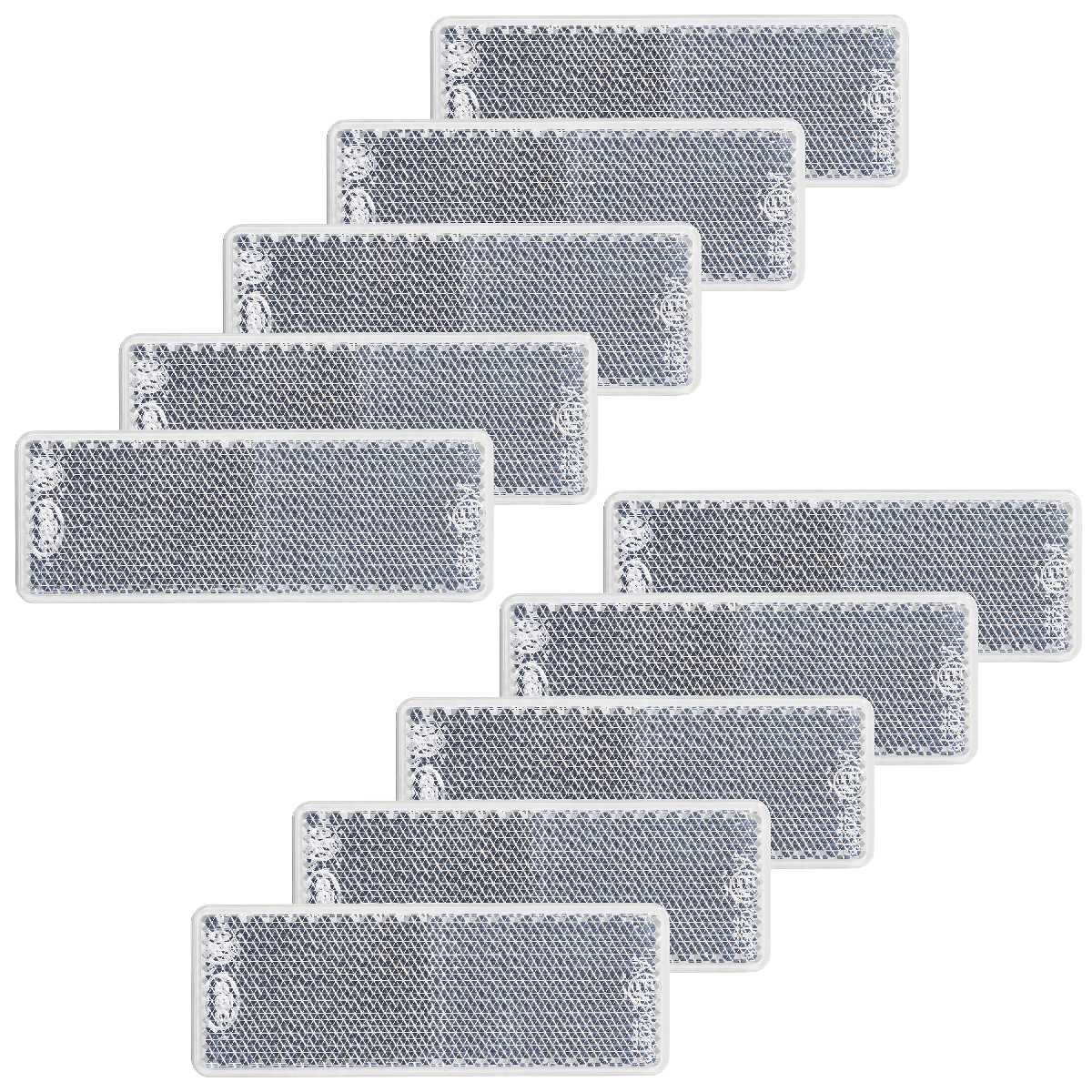 10x Weißer Reflektor weiss für Anhänger 85x31mm mit E-Prüfzeichen selbstklebend