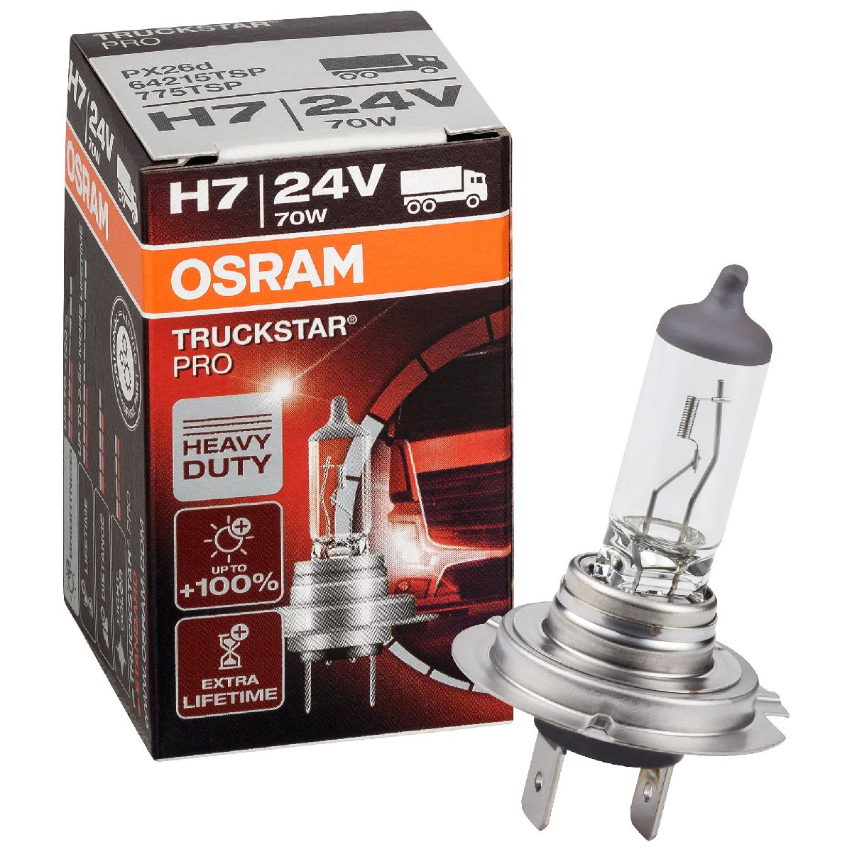 Auto-Lampen-Discount - H7 Lampen und mehr günstig kaufen - OSRAM Glühlampe  H7 Truckstar Pro +120% 24V 70W Heavy Duty LKW 64215TSP
