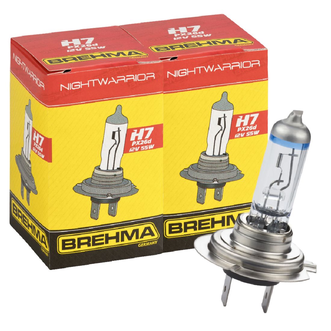 Auto-Lampen-Discount - H7 Lampen und mehr günstig kaufen - Duo Set BREHMA H7  12V 55W NightWarrior Lampe +120% mehr Licht