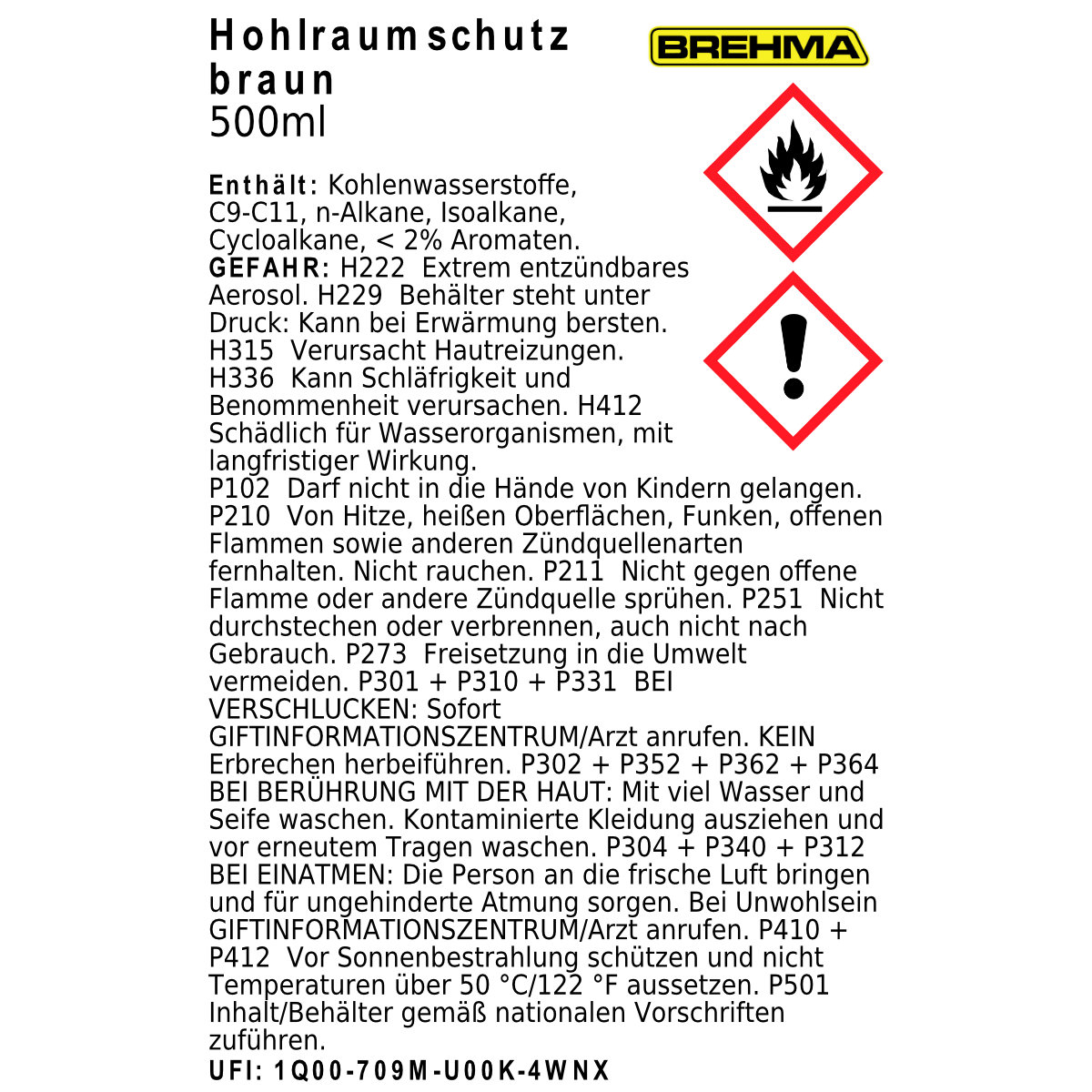 BREHMA Hohlraumschutz Hohlraumversiegelung Spray 500ml Wachs : :  Auto & Motorrad