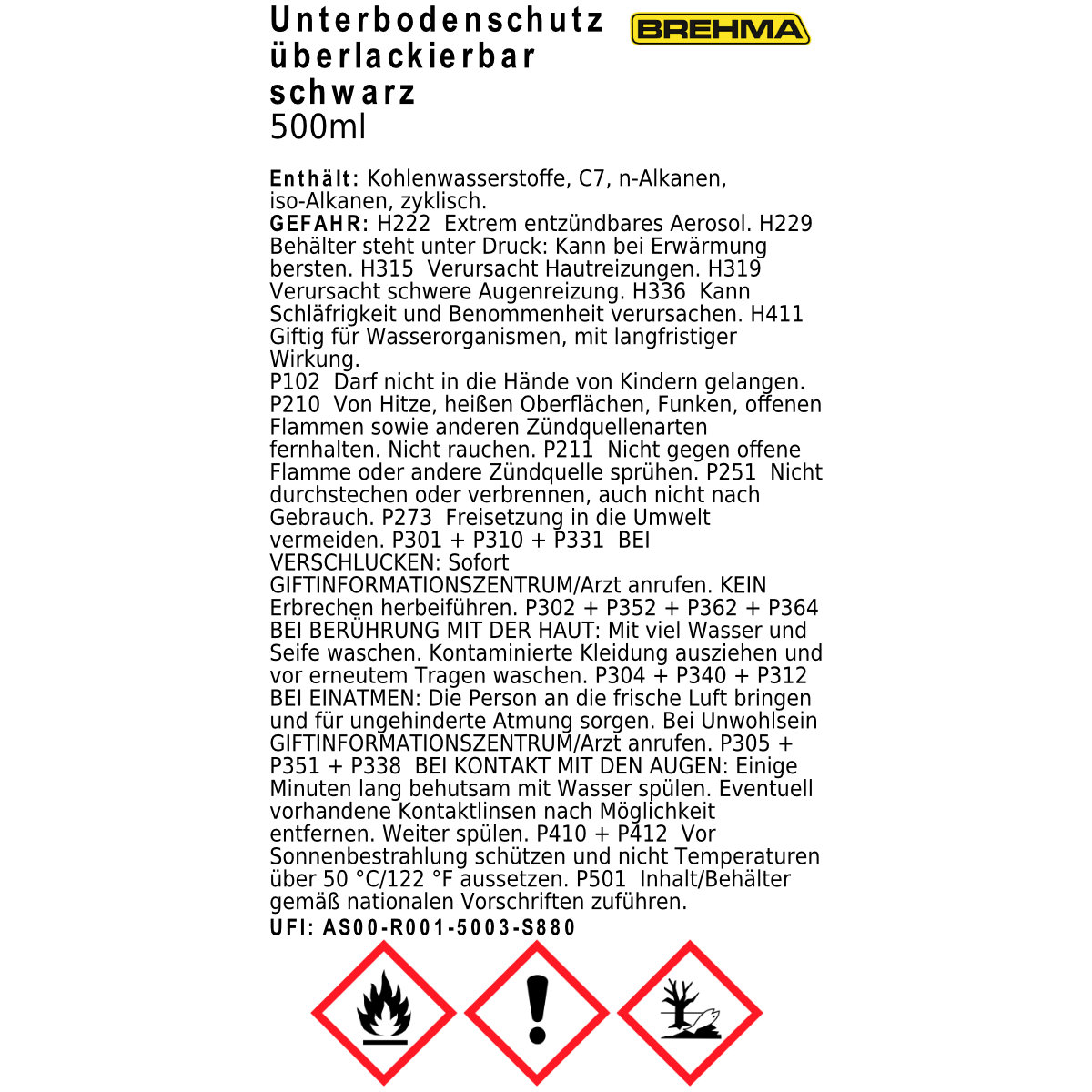 Auto-Lampen-Discount - H7 Lampen und mehr günstig kaufen - BREHMA  Unterbodenschutz Steinschlagschutz Spray schwarz 500ml überlackierbar