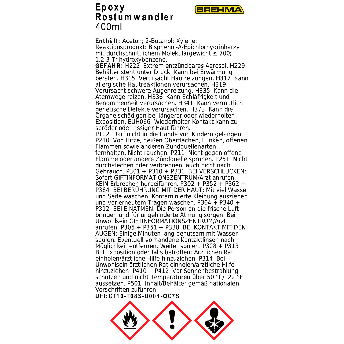 Auto-Lampen-Discount - H7 Lampen und mehr günstig kaufen - BREHMA Epoxy  Rostumwandler 400ml Spraydose Rostentferner Rostschutz Roststopp