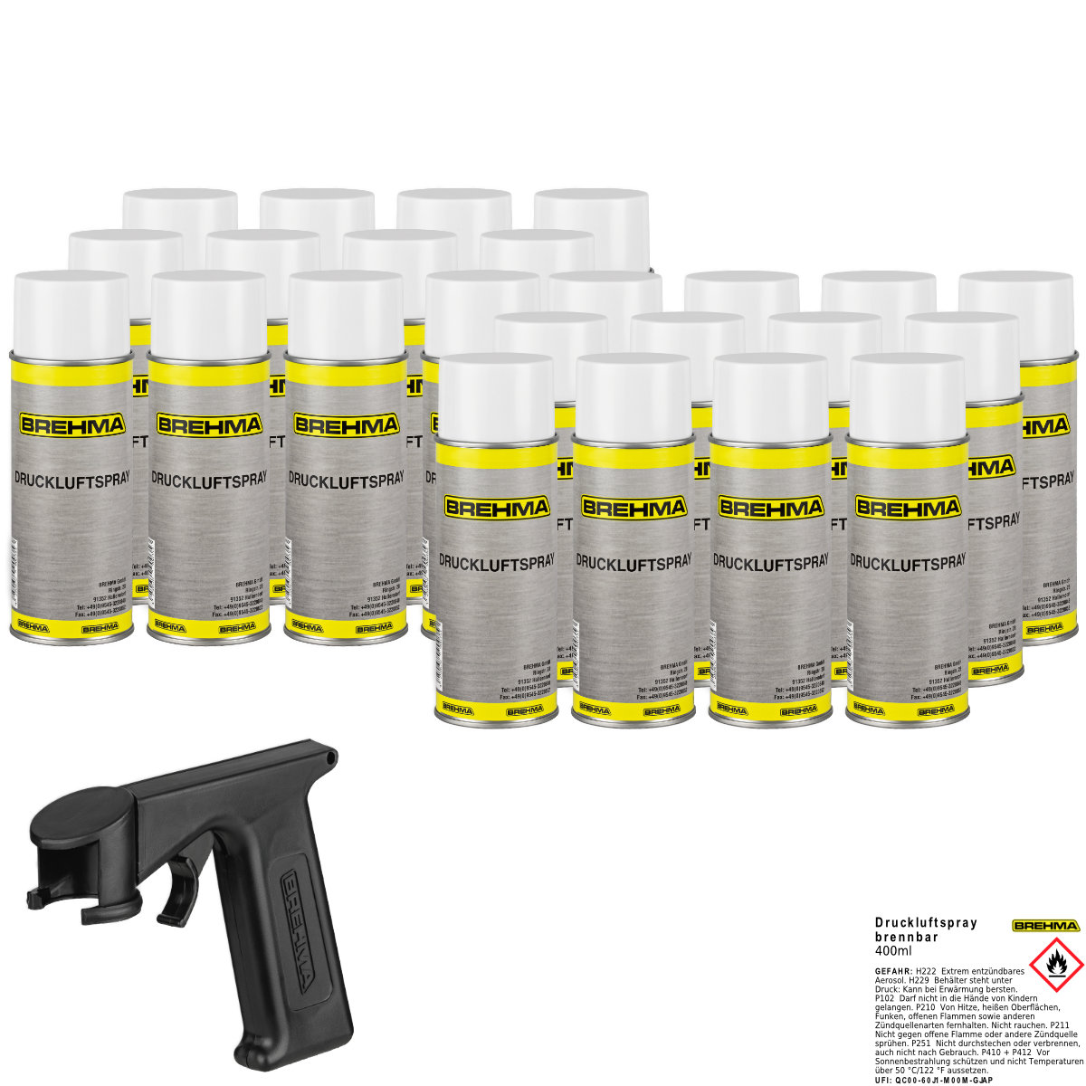 Auto-Lampen-Discount - H7 Lampen und mehr günstig kaufen - 24x BREHMA  Druckluftspray Druckluftreiniger 400ml Air Duster Spray inkl. Griff