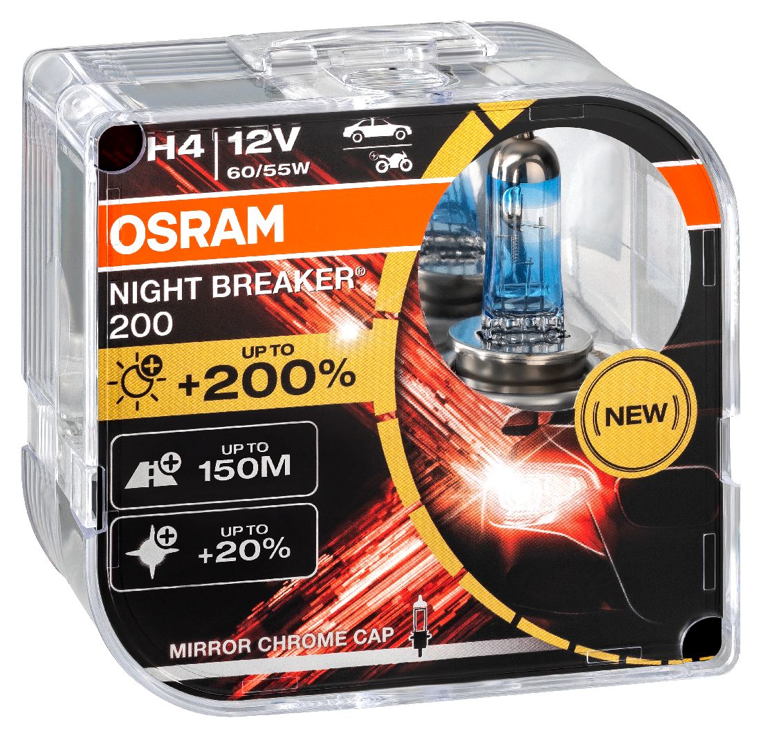 Auto-Lampen-Discount - H7 Lampen und mehr günstig kaufen - Duo Set OSRAM  Glühlampe H4 Bilux Night Breaker 200 +200% 12V 60/55W 64193NB200