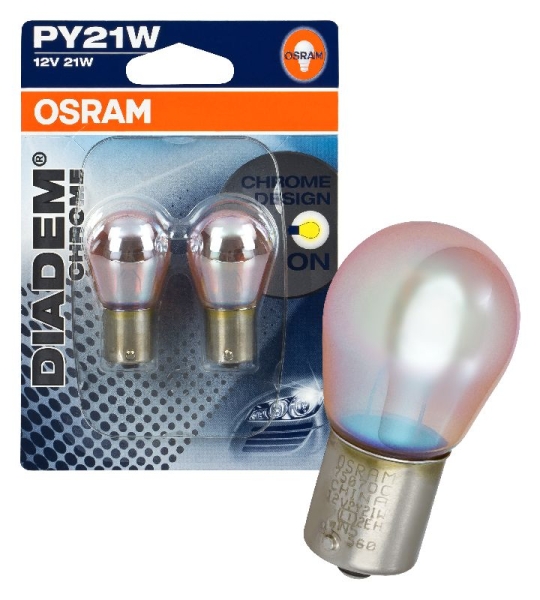 2er Set OSRAM Kugellampe PY21W Diadem Chrome BAU15s 12V 21W 7507DC-02B