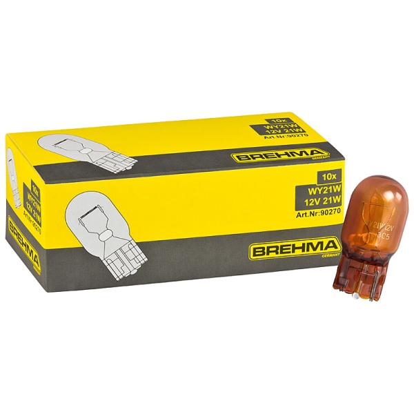 Auto-Lampen-Discount - H7 Lampen und mehr günstig kaufen - 10x BREHMA WY21W  12V 21W Blinkerlampe Orange Glassockel WX3x16d T20
