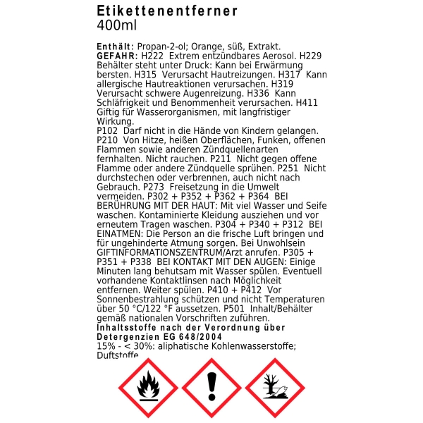 24x Etikettenentferner Spray Kleberentferner 400ml Aufkleberlöser mit Griff