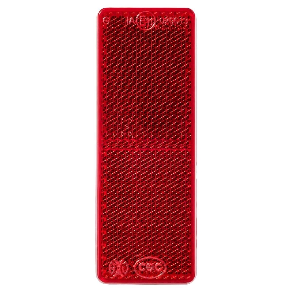 1x roter Reflektor rot für Anhänger 85x31mm mit E-Prüfzeichen selbstklebend