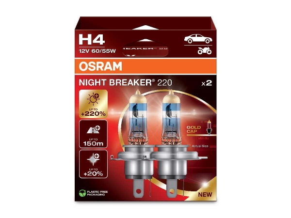 Duo Set OSRAM Glühlampe H4 Night Breaker +220% 12V 60/55W 64193NB220 Bilux