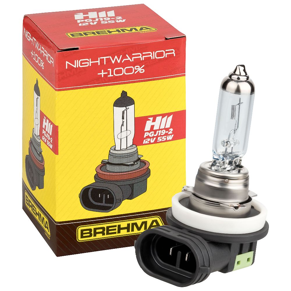 BREHMA H11 NightWarrior Lampe 12 Volt 55 Watt +150% PGJ19-2